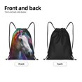 thumbnail image 2 of Yiaed Colorful Haired White Horse Print Drawstring Bags Drawstring Backpack Bulk String Back Pack Gym Sport Bag-Medium, 2 of 5