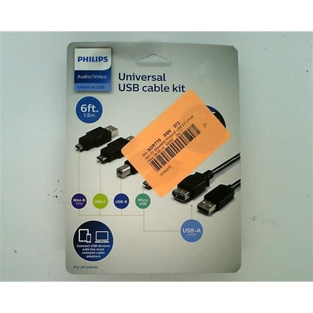 Philips 6 USB 2.0 Universal Kit with USB-C - Black