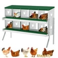 thumbnail image 1 of Gallineros para Aves Cajas Nido Metálicas - Caja Nido 10 Compartimentos Acero Galvanizado Anticorrosivo - Sistema Roll-Out para Recolección de Huevos - Color Verde con Soporte, 1 of 7