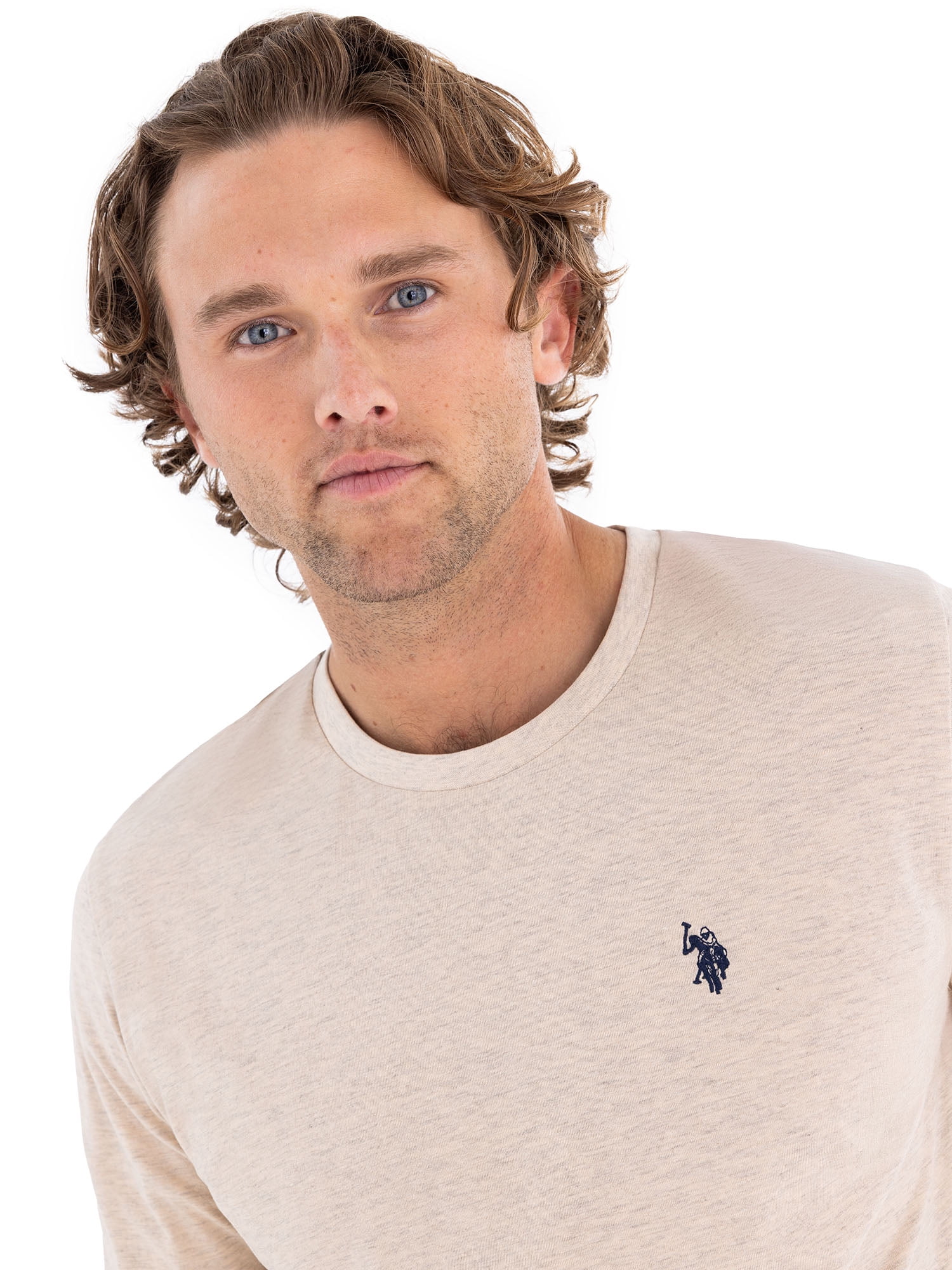 U.S. Polo Assn. Men's Cotton Crewneck Tee with Long Sleeves, Sizes XS-3XL