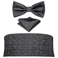 thumbnail image 3 of Silk Paisley Tuxedo Set for Men - Cummerbund, Bow Tie & Pocket Square - Black Formal Wide Elastic Belt for Wedding & Party, 3 of 5