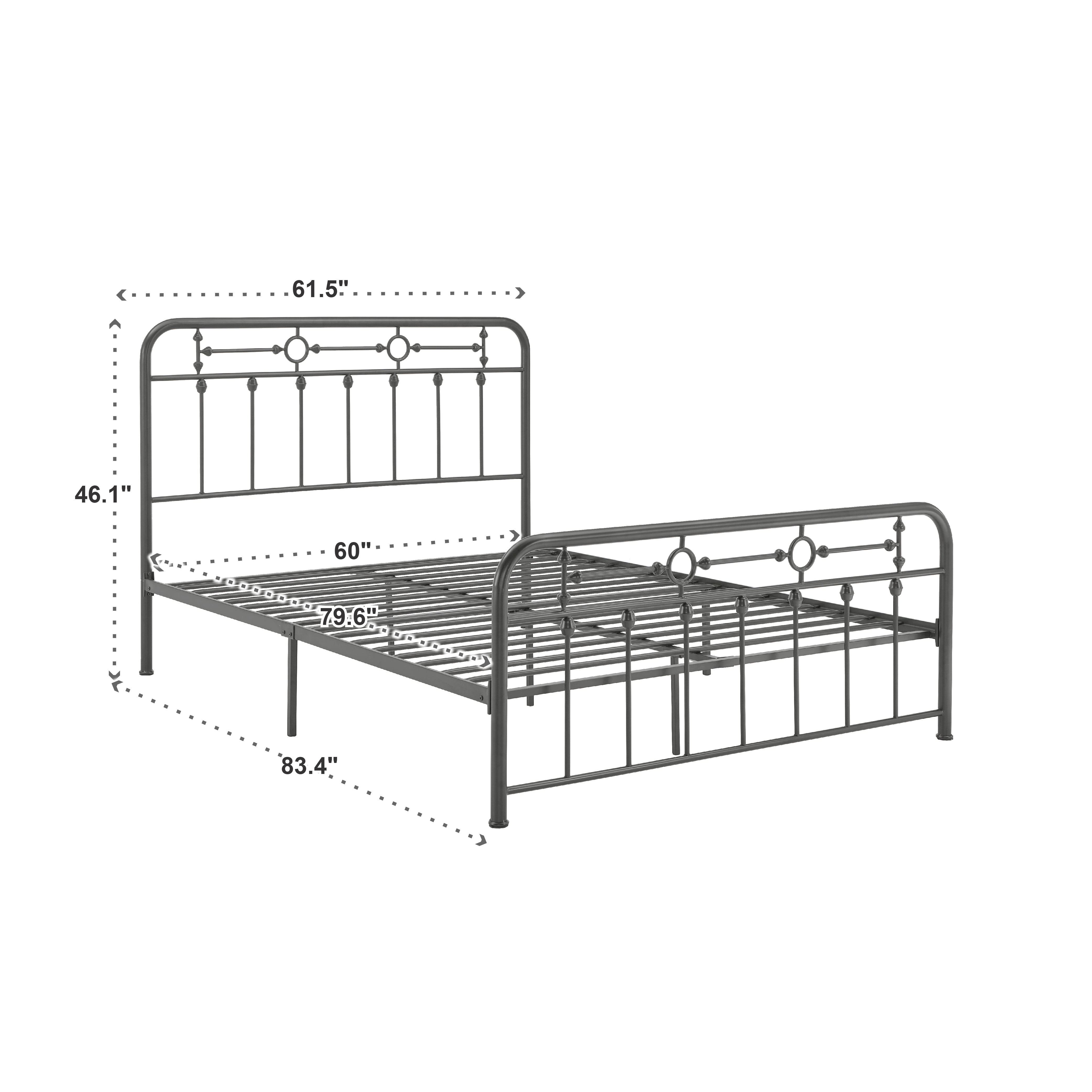 Weston Home Reeve Metal Spindle Platform Bed, Queen, Gray