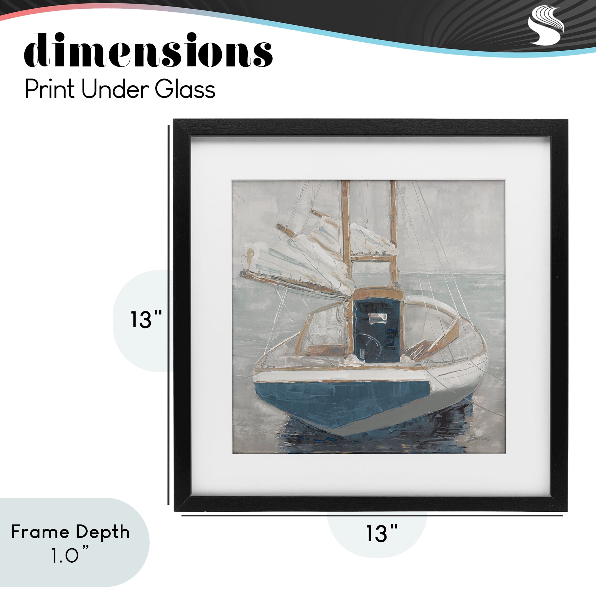 Stupell Industries Serene Harbor Sail Boat Black Framed Print Under Glass, design by John Burrows