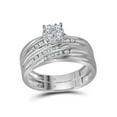 thumbnail image 2 of 10kt White Gold His & Hers Round Diamond Cluster Matching Bridal Wedding Ring Band Set 3/8 Cttw, 2 of 3