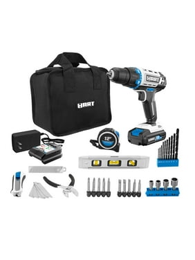 HART 20-Volt Cordless 36-Piece Project Kit, 3/8-inch Drill/Driver and 10-inch Storage Bag, (1) 20-Volt 1.5Ah Lithium-Ion Battery