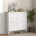 thumbnail image 2 of HOMCOM Narrow Shoe Cabinet with 4 Flip Drawers for 20 Pairs of Shoes, White, 2 of 10