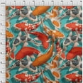 thumbnail image 3 of oneOone Cotton Jersey Turquoise Blue Fabric Koi Fish Ocean Quilting Supplies Print Sewing Fabric By The Yard 58 Inch Wide, 3 of 4