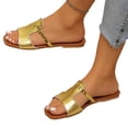 thumbnail image 2 of Domuza Women's Casual Versatile Flat 2026 Spring Summer Trendy Textured Comfortable Beach Sandals Gold 6.5（EU-37）, 2 of 3