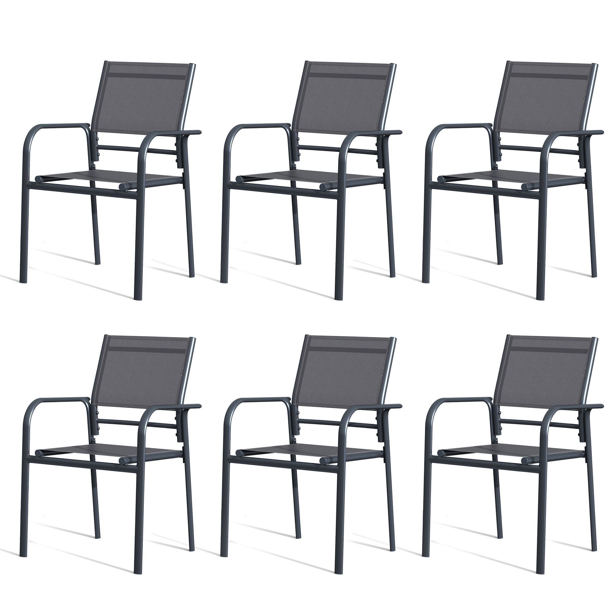 DWVO Aluminum Outdoor Patio Dining Chairs Set of 6, With Armrest and