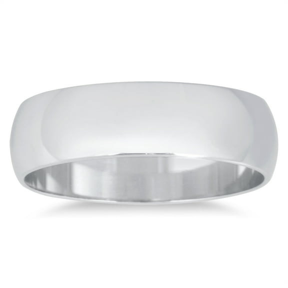 SZUL Women's 5mm Domed Wedding Band in 10K White Gold