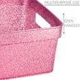 thumbnail image 4 of Simplify 3 Pack Small Plastic Glitter Storage Tote Baskets, Pink, 4 of 5