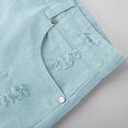 thumbnail image 6 of ClodeEU Womens Distressed Frayed Hem Denim Shorts, Stretchy Cuffed Hem Jean Shorts Mint Green,Womens Plus XL, 6 of 8