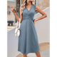 thumbnail image 5 of Vestido de Verano para Mujer, Cruzado, con Escote en V, Sin Mangas, Acampanado, Gris Pizarra, Talla M, 5 of 9