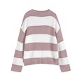 thumbnail image 7 of zaveiop Orange and White Sweater for Women Crew Neck Long Sleeve Color Block Oversized Knitted Pullover Sweaters (Pink, S), 7 of 7