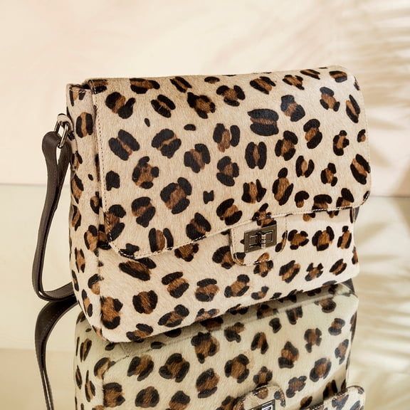 Abelardo Classique Bag - Ivory Hair On Leather Sling Style Bag