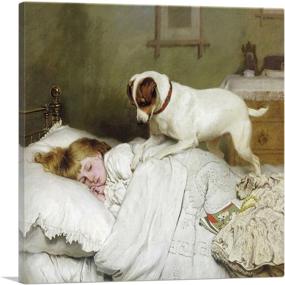ARTCANVAS Time To Wake Up Canvas Art Print by Charles Burton Barber - Size: 18" x 18" (0.75" Deep)