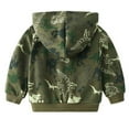 thumbnail image 6 of Toddler Kids Little Boys Long Sleeve Dinosaur Print Zip Hooded Jacket Coat, 6 of 7