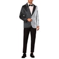 thumbnail image 2 of INSPIRE CHIC Sequin Blazers for Men's Color Block Peak Lapel Tuxedo Wedding Sparkly Suit Jacket M Black Silver, 2 of 5