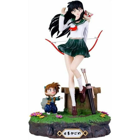 Kagome Figure Standing Higurashi Kagome Shippou Action Figures 27cm/10.6inchHandmade PVC Statues Collectible Souvenirs for Anime Fans Gifts