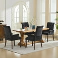 thumbnail image 5 of PAPROOS Upholstered Dining Chairs Set of 4, Chenille Tufted Dining Room Chairs with Arms, Nailhead Trim, Curved Solid Wood Legs, Modern Farmhouse Kitchen Chairs for Home Living Room, Black, 5 of 10