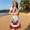 thumbnail image 4 of Balery Gnome And Buffalo Plaid Vestidos sueltos de manga corta para mujer, vestidos de verano 2025, vestidos casuales de corte A con vuelo., 4 of 6