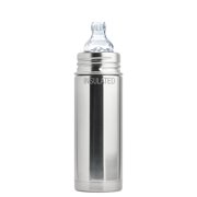 Pura Kiki 9 oz / 260 ml Stainless Steel Insulated Sippy Cup with Silicone XL Sipper, Natural Mirror (Plastic Free, NonToxic Certified, BPA Free)