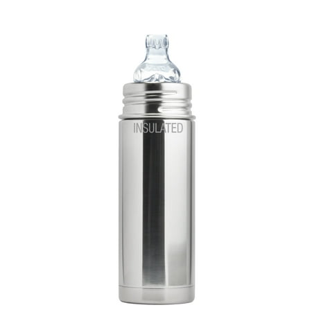 Pura Kiki 9 oz / 260 ml Stainless Steel Insulated Sippy Cup with Silicone XL Sipper, Natural Mirror (Plastic Free, NonToxic Certified, BPA Free)