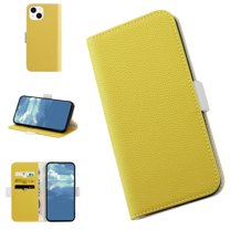 Mantto Wallet Phone Case for Apple iPhone 14 6.1 inch,Scratch Resistant Flip Folio PU Leather Magnetic Closure Card Slots/Cash Pocket Kickstand Slim Fit Protective Cover,Yellow