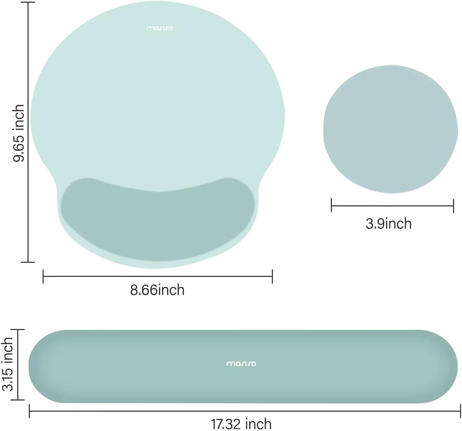 MOSISO Wrist Rest Support for Mouse Pad&Keyboard Set, Circle Curved Ergonomic Mousepad&Coaster Non-Slip Base Home/Office Pain Relief&Easy Typing Pad with Soft Cloth&Silicone Lining