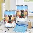 thumbnail image 4 of Merry Christmas Woofmas Xmas Noel Scottish Terrier Elf Candy Cane Snow 12oz Stainless Steel Wine Tumbler Insulated Cup with Lid Scottie Dog Lover Gifts - 13017, 4 of 5