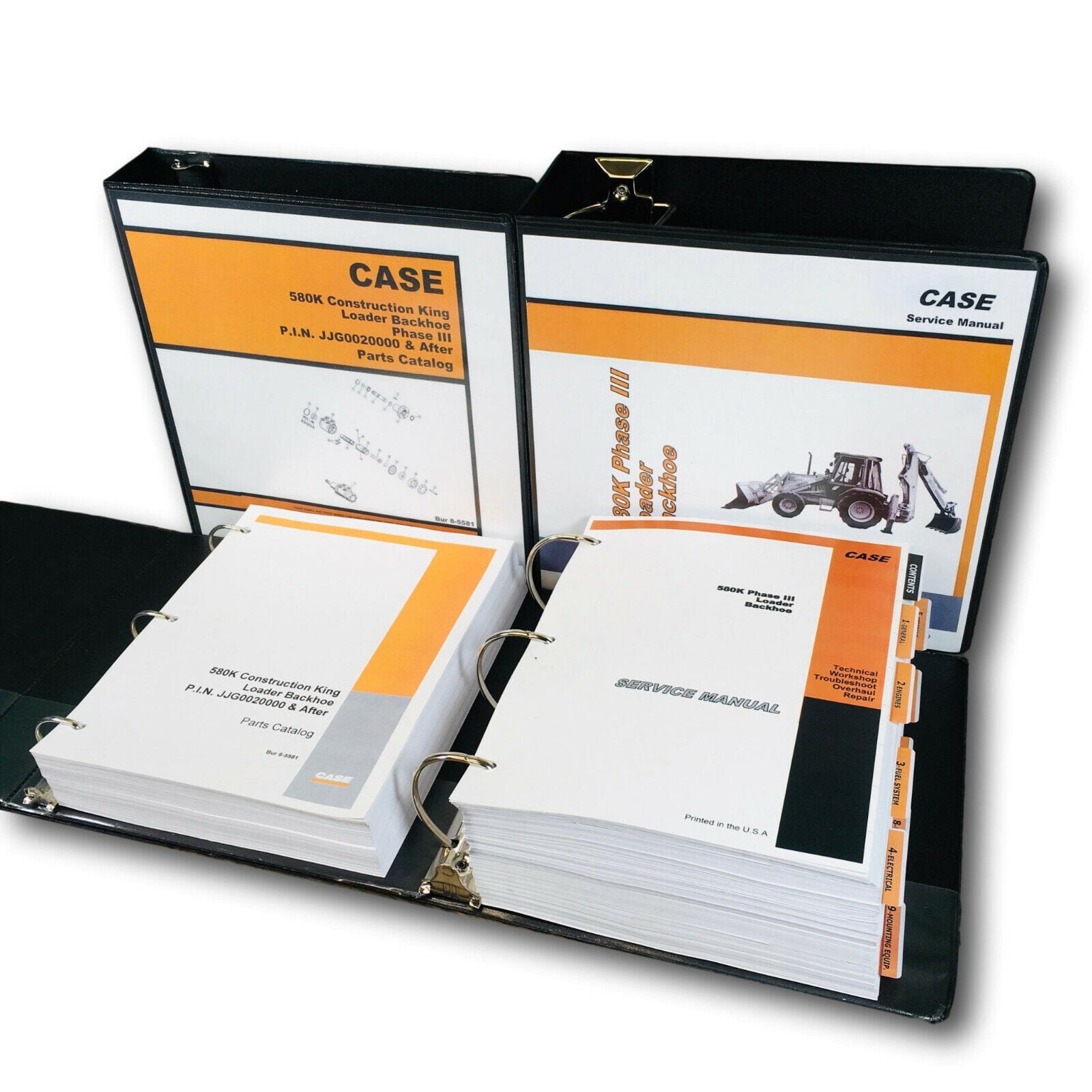 CASE 580K PHASE III 3 LOADER BACKHOE SERVICE SHOP MANUAL PARTS CATALOG SET  BOOK - Walmart.com