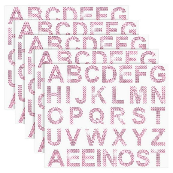 170 Pcs Silver Rhinestone Letter Stickers, 5 Sheets 34 Letters Glitter Bling Alphabet Letter Stickers Pink
