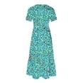 thumbnail image 4 of gljltg Women's Casual Flower Print Tiered Maxi Dress with Pockets, Polyester Spandex Lightweight Breathable Summer Winter, Beach Travel Work Party Outfit, Easy Care Washable, 4 of 6