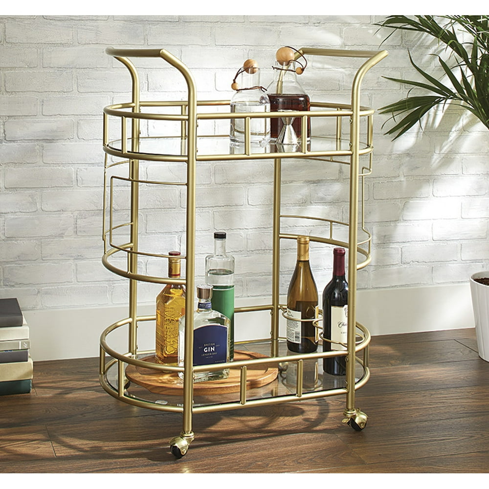 Better Homes & Gardens Fitzgerald 2Tier Bar Cart, Gold