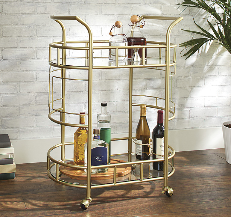Modern Serving Cart for The Contemporary Home Abington Lane Two-Tier Contemporary bar Cart with Wheels Natural Wood Finish