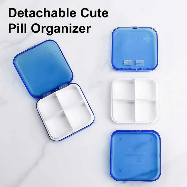 Pill Container Small Pill Box - Travel Pill Organizer Pretty Pill Case for  Purse Daily Pill Holder Pocket Supplement Organizer Cute Vitamin Case Mini