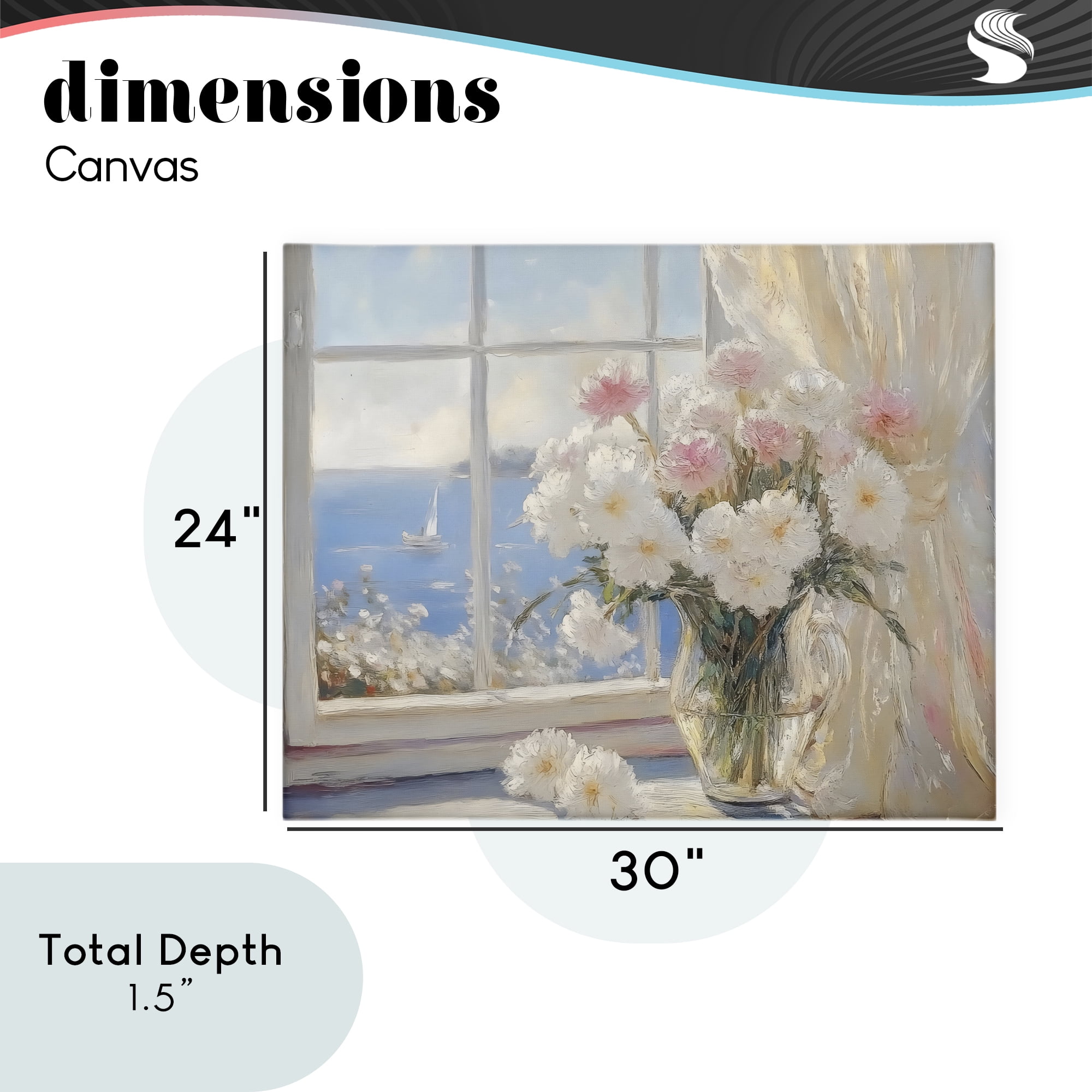 Stupell Industries Coastal View Floral Window Bouquet Canvas Wall Art, design by LSR Design Studio