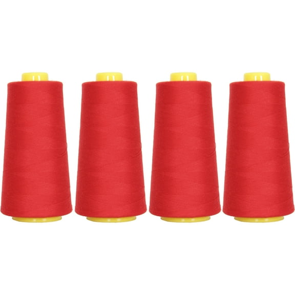 Threadart Polyester Serger Thread - 2750 yds 40/2 - Christmas Red - 56 Colors Available - 4 Cone Bundle Pack