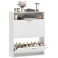 thumbnail image 1 of HOMCOM Armoire à Chaussures avec 2 Tiroirs Basculants et Tablette Supérieure, Blanc, 1 of 10