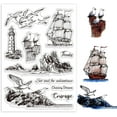thumbnail image 1 of Sellos transparentes de silicona con forma de faro de arrecife oceánico, sellos transparentes de velero y gaviota., 1 of 8