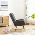 thumbnail image 6 of Modern Rocking Chair, Soft Teddy Velvet Fabric Rocking Chair for Nursery, Comfy Wingback Glider Rocker with Solid Wood Base for Living Room, Bedroom Balcony, 6 of 8