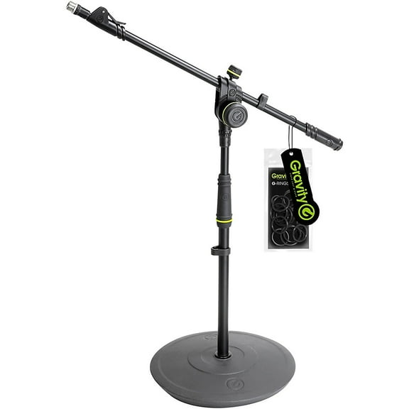 Gravity Stands Short Microphone Stand With Round Base And 2-Point Adjustment Telescoping Boom