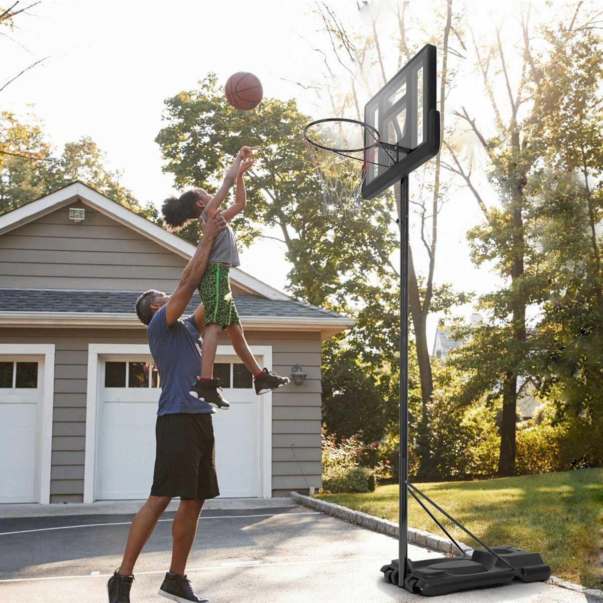 Gymax Height Adjustable Portable Basketball Hoop System Shatterproof Backboard Wheels