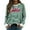 Green, variant on FYEGRE Women's Striped Letter Print Casual Crewneck Sweatshirt Fashionable Loose Fit Long Sleeve Pullover Soft Comfortable Fall Winter Everyday Wear Outfits Red L