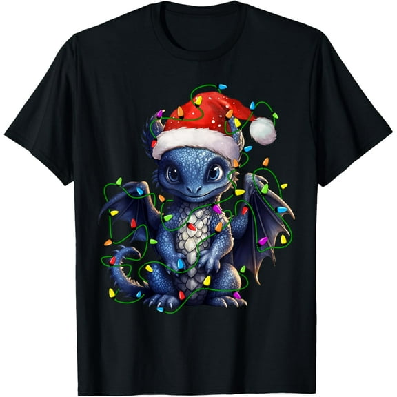 Dragon Santa Christmas Tree Lighting Xmas Funny T-Shirt