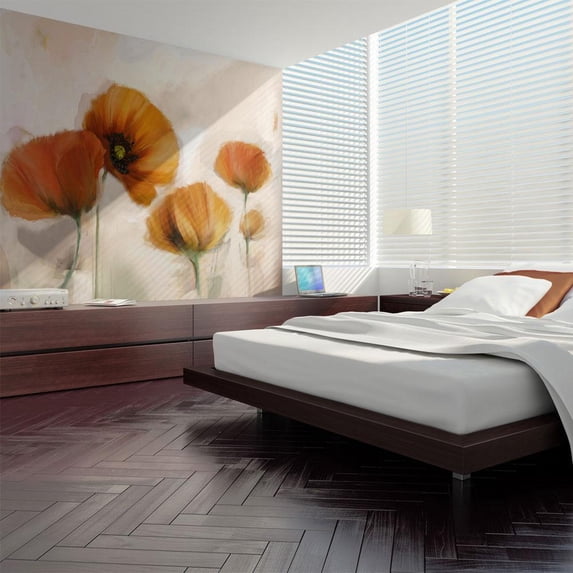 Tiptophomedecor Floral Wallpaper Wall Mural - Poppies Vintage