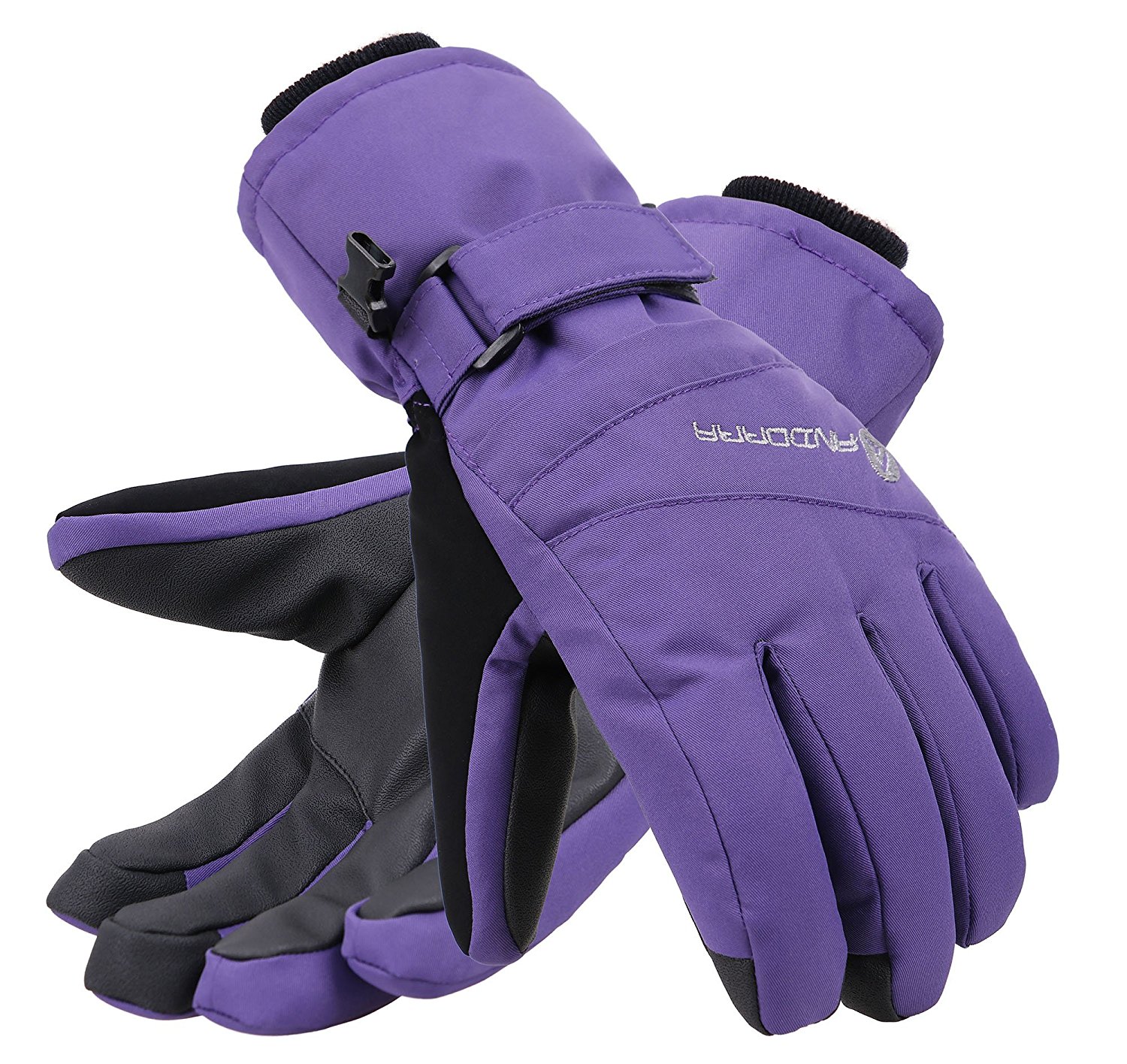 purple ski gloves