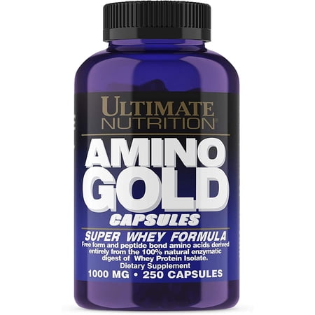 Ultimate Nutrition Amino Gold Super Whey Formula Amino Acid and Protein Supplement, 250 Capsules