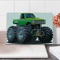 thumbnail image 2 of Cars Cutting Board, Giant Monster Pickup Truck Large Tires and Suspension Extreme Biggest Wheel Print, Decorative Tempered Glass Cutting and Serving Board, Small Size, Green Grey, by Ambesonne, 2 of 5
