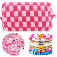 thumbnail image 1 of Set de bolsitas de maquillaje Giesiery Preppy a cuadros con 7 pulseras Heishi, 1 of 7